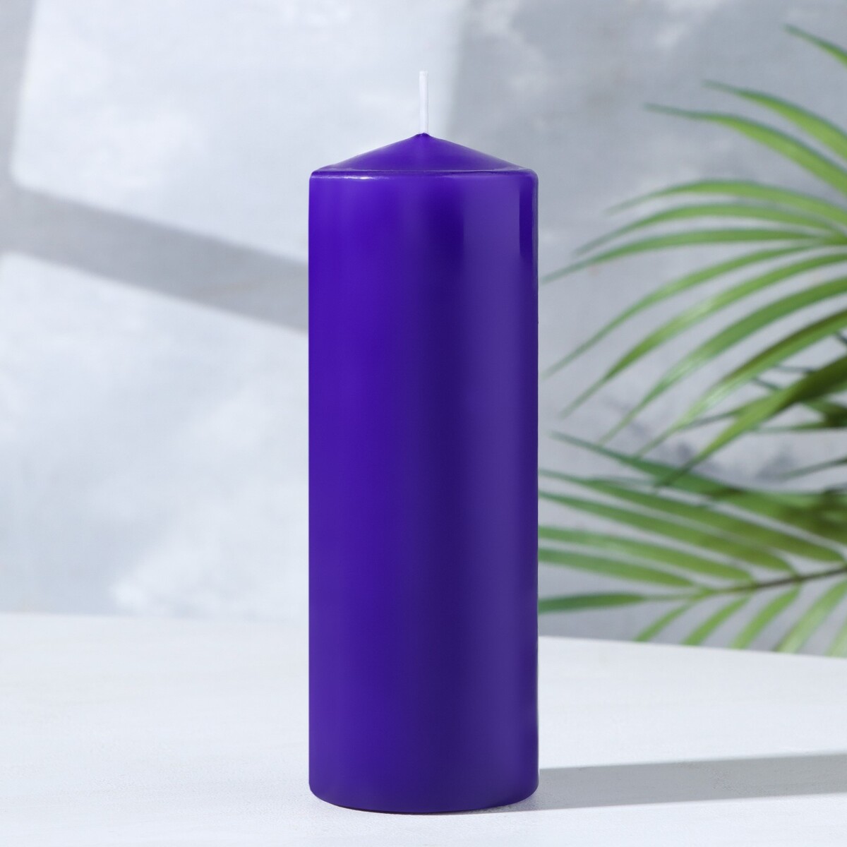 Свеча - цилиндр, 5х15 см, фиолетовая лакированная свеча цилиндр 5х15 см желтая лакированная 14 ч