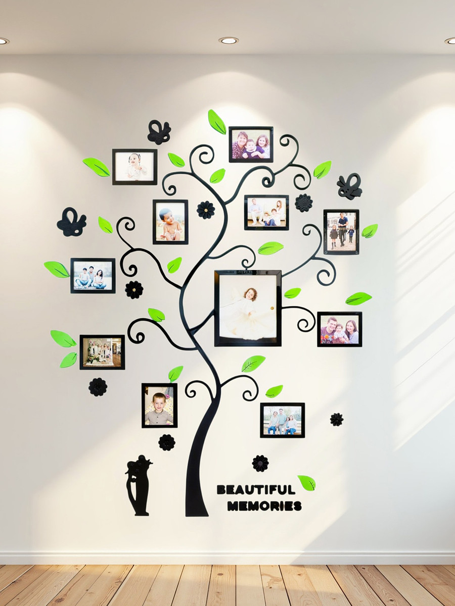 

Наклейка интерьерная с фоторамками take it easy, декор настенный, панно на стену 190×156 см, Черный;зеленый