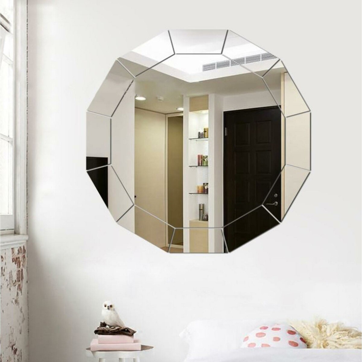 Зеркало настенное, наклейки интерьерные, зеркальные, декор на стену, панно 30 х 25 см зеркало настольное круг на подставке двустороннее с увеличением d зеркальной поверхности 12 5 см прозрачный