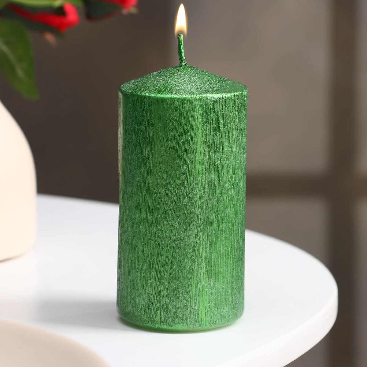 Свеча - цилиндр свеча насыпная 300 г зеленая