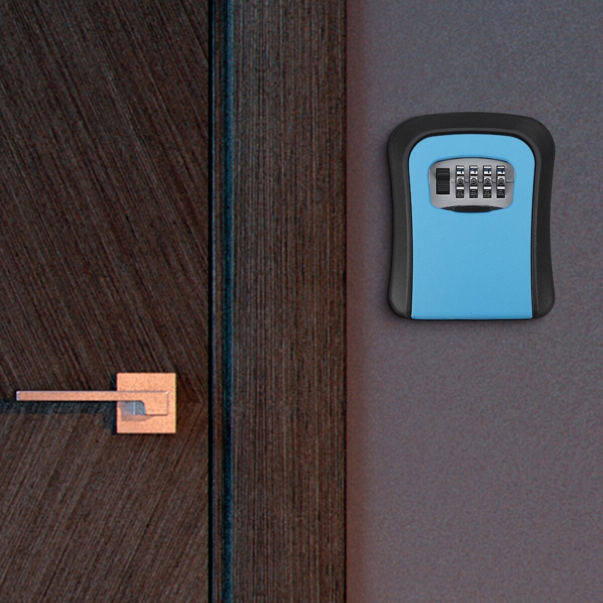 Ключница с кодовым замком, размер 12х9,6х4 см , цвет синий ключница с кодовым замком настенная