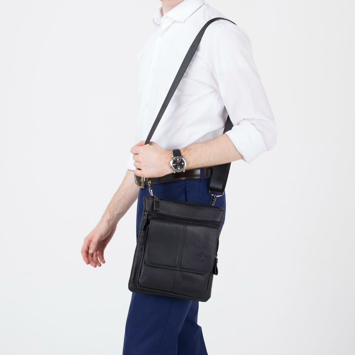 Сумка мужская, отдел на молнии, наружный карман, цвет чёрный No brand 01001071 - фото 5