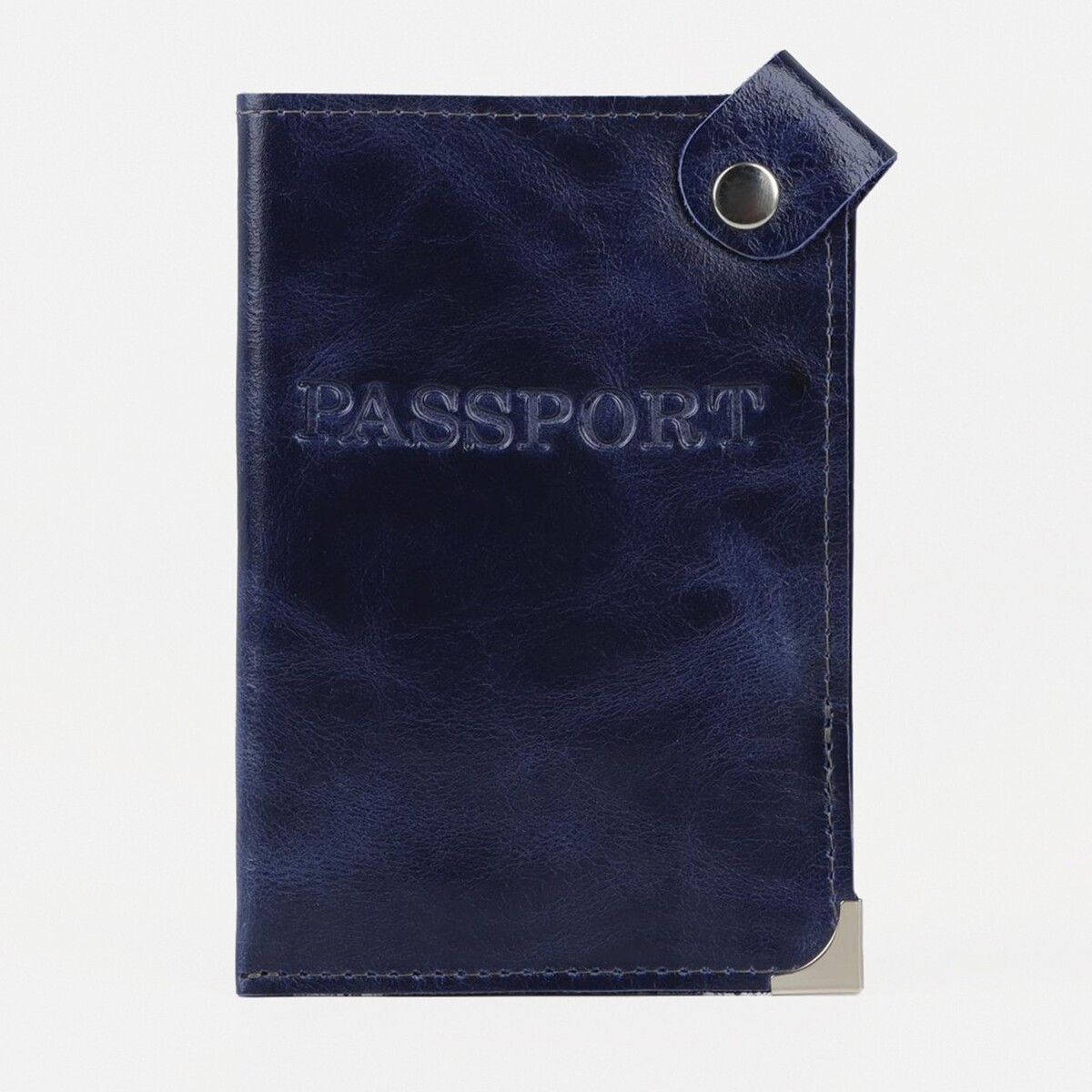 Обложка для паспорта, на кнопке, цвет синий No brand