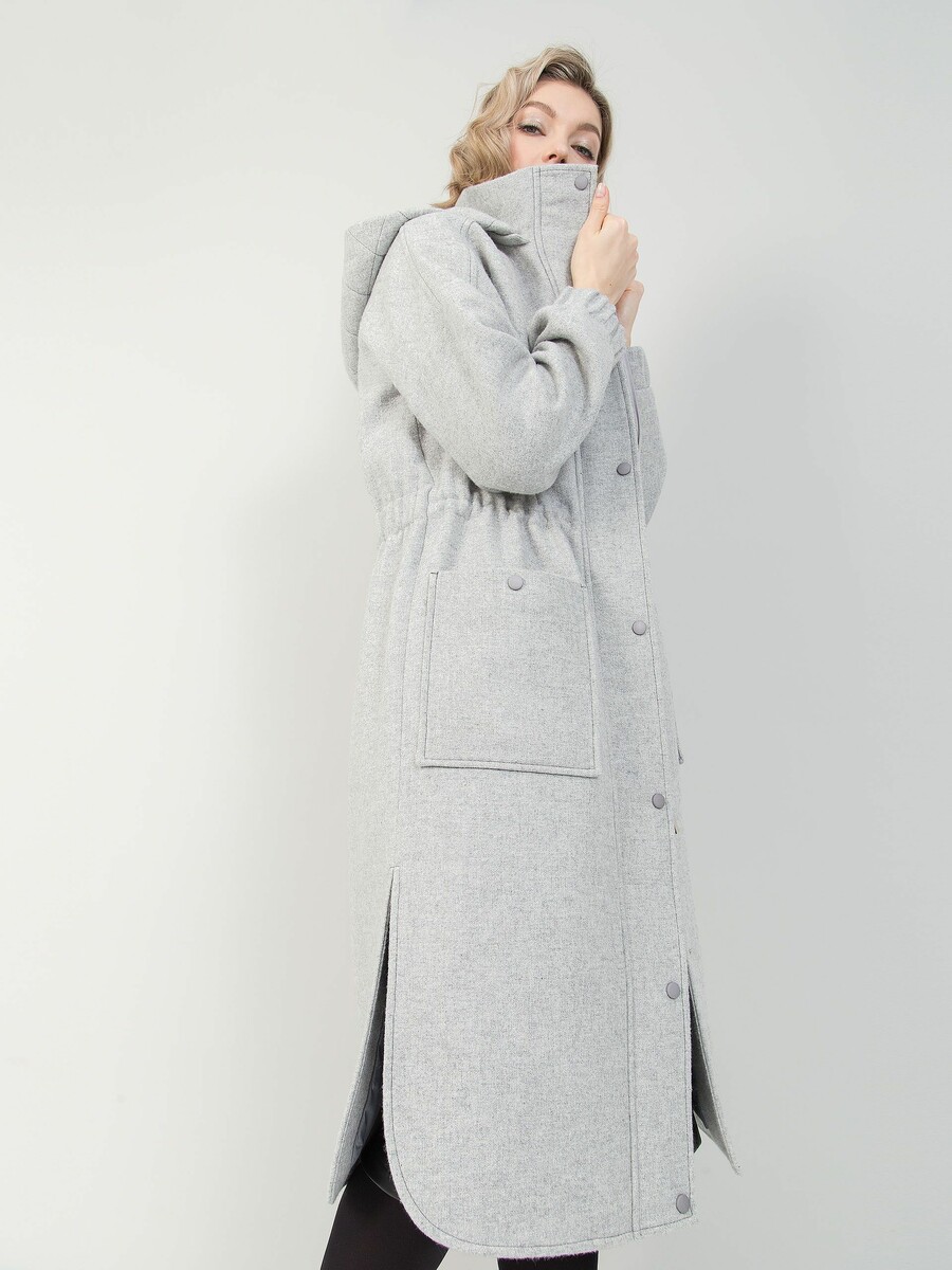 Пальто Stilla, размер 44, цвет серый 01002888 однобортное - фото 4