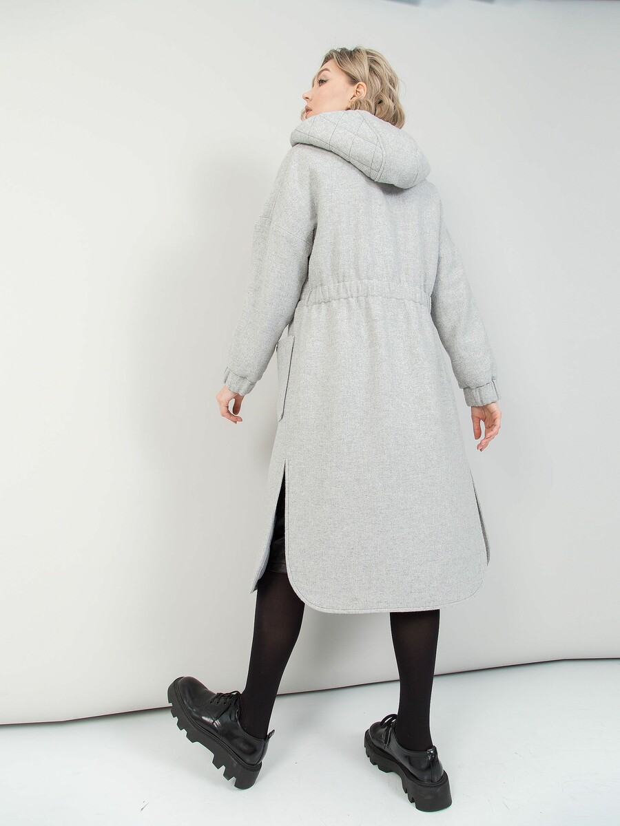 Пальто Stilla, размер 44, цвет серый 01002888 однобортное - фото 5