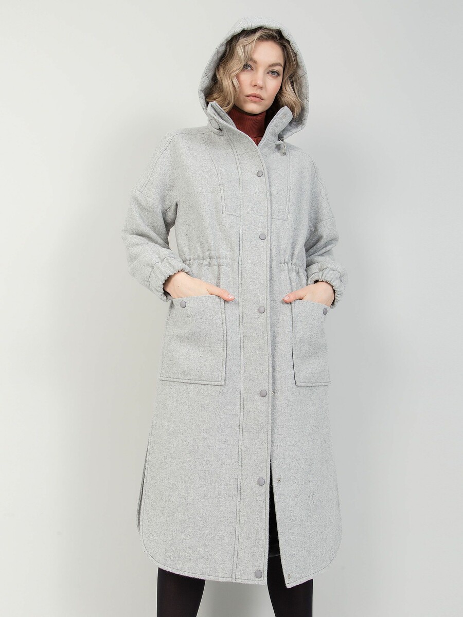 Пальто Stilla, размер 44, цвет серый 01002888 однобортное - фото 2