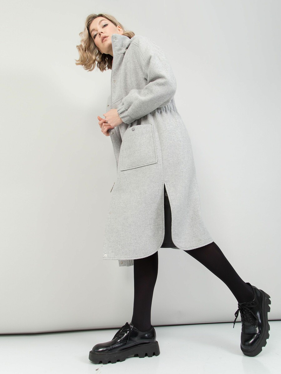 Пальто Stilla, размер 44, цвет серый 01002888 однобортное - фото 1