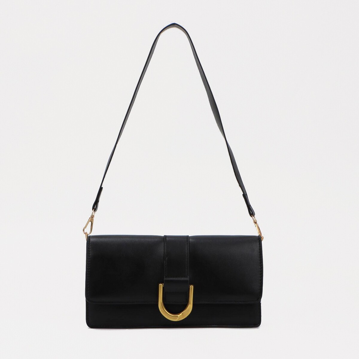 

Сумка-мессенджер на клапане, наружный карман, цвет чёрный, Черный