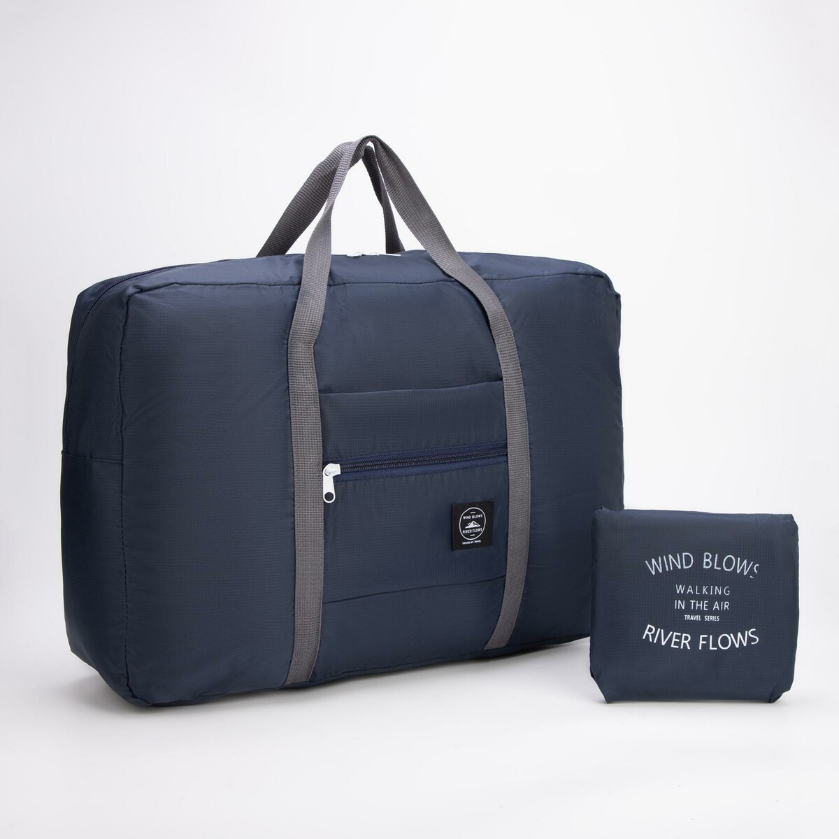 Сумка дорожная, складная, отдел на молнии, держатель для чемодана, наружный карман, цвет синий сумка дорожная складная в косметичку отдел на молнии держатель для чемодана наружный карман голубой