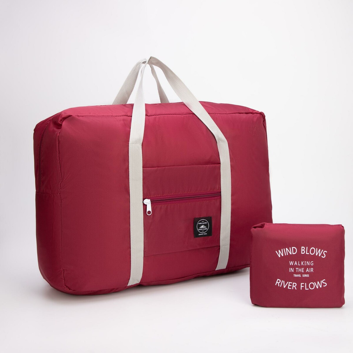 Сумка дорожная, складная, отдел на молнии, держатель для чемодана, наружный карман, цвет бордовый сумка спортивная на молнии наружный карман держатель для чемодана серый