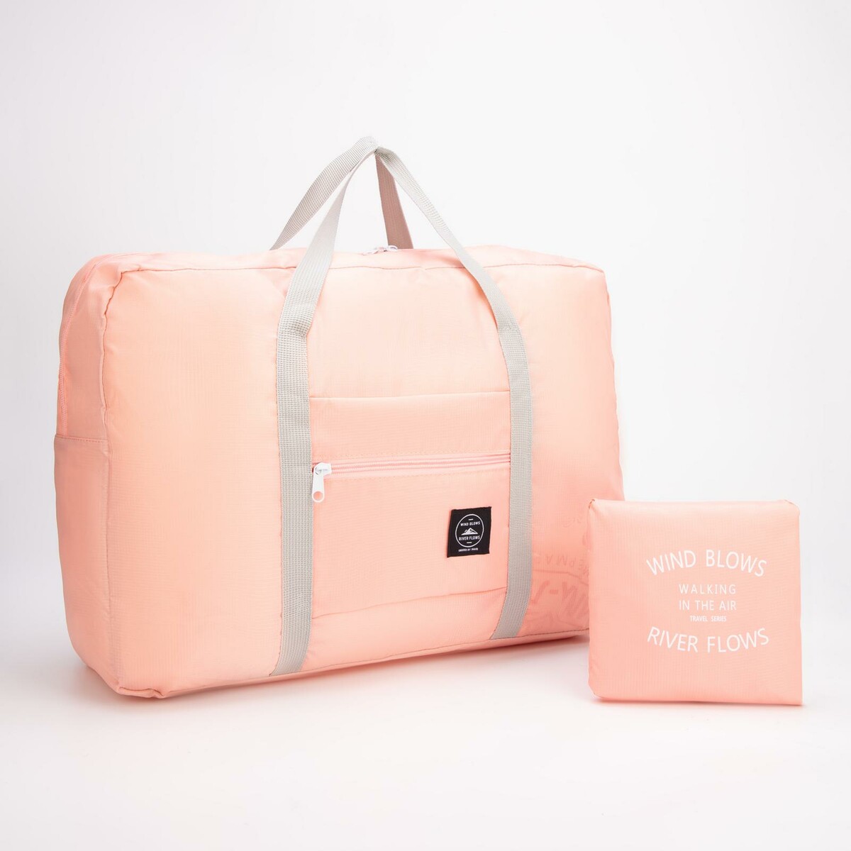 Сумка дорожная, складная, отдел на молнии, держатель для чемодана, наружный карман, цвет розовый сумка дорожная на молнии наружный карман держатель для чемодана бордовый