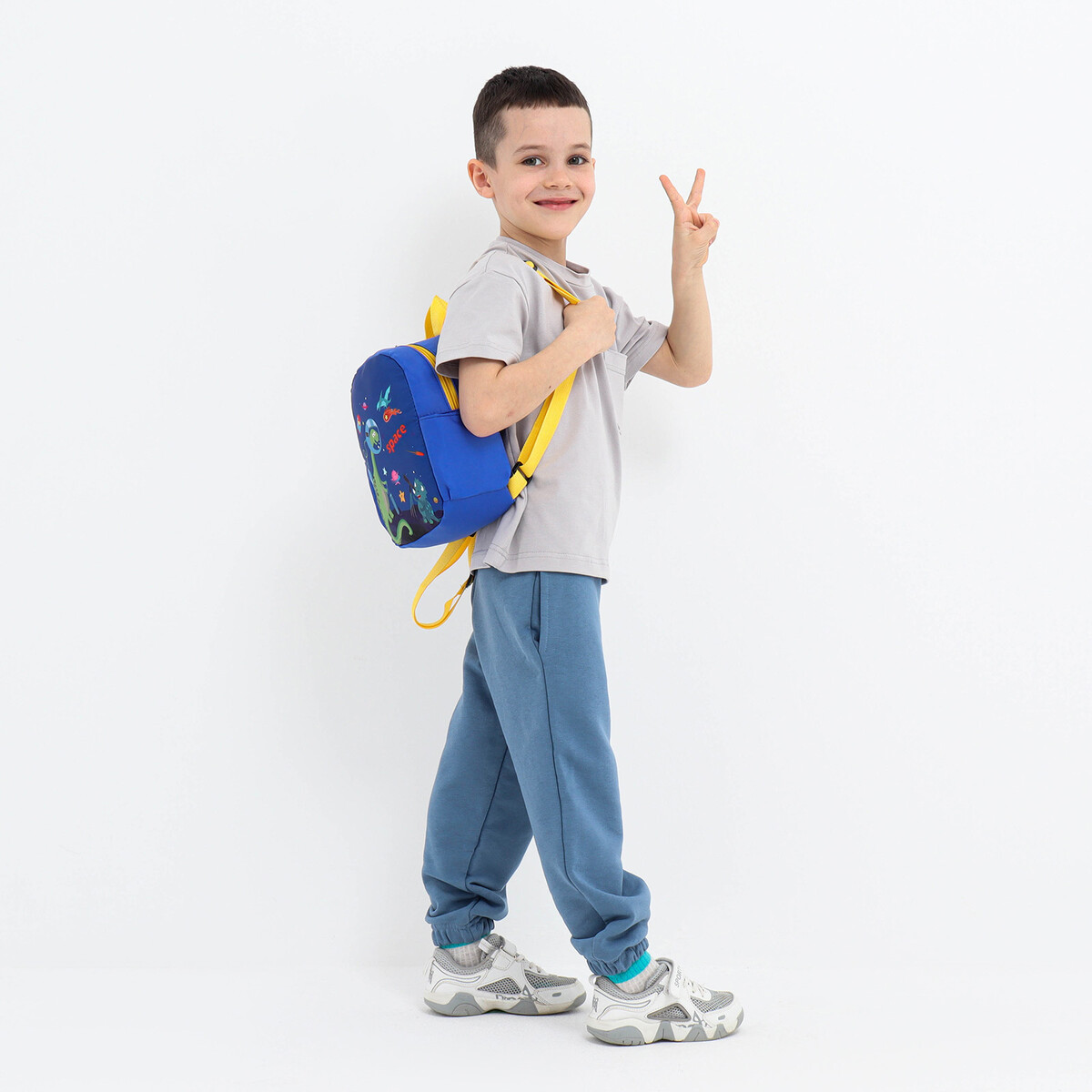 Рюкзак детский, отдел на молнии, 2 боковых кармана, цвет синий рюкзак торба dark cat 45х20х25 отдел на стяжке шнурком желтый