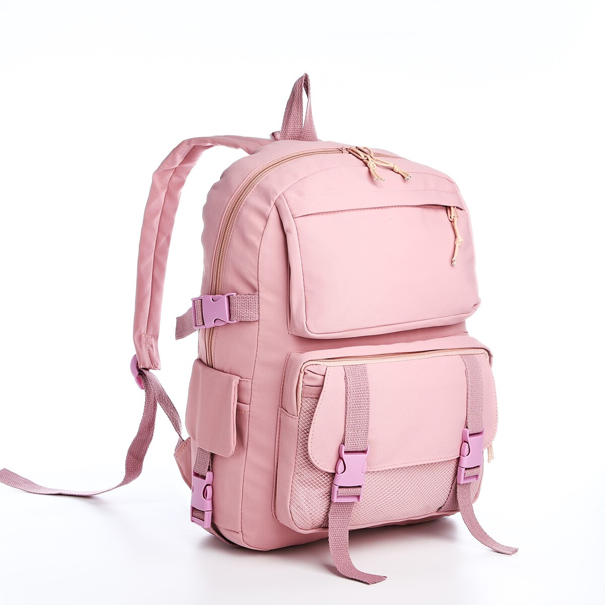 Рюкзак, отдел на молнии, 2 наружных кармана, 2 боковых кармана, цвет розовый рюкзак сумка на молнии 4 наружных кармана отделение для обуви розовый