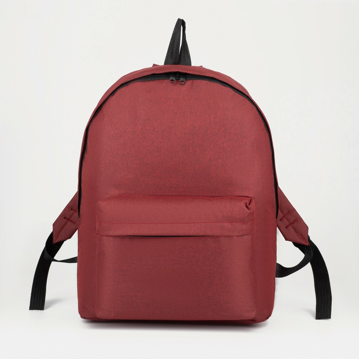 Рюкзак на молнии, наружный карман, цвет бордовый, No brand