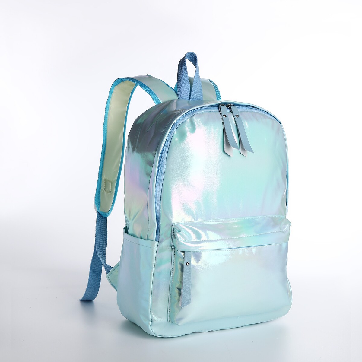Рюкзак молодежный на молнии из текстиля, цвет голубой