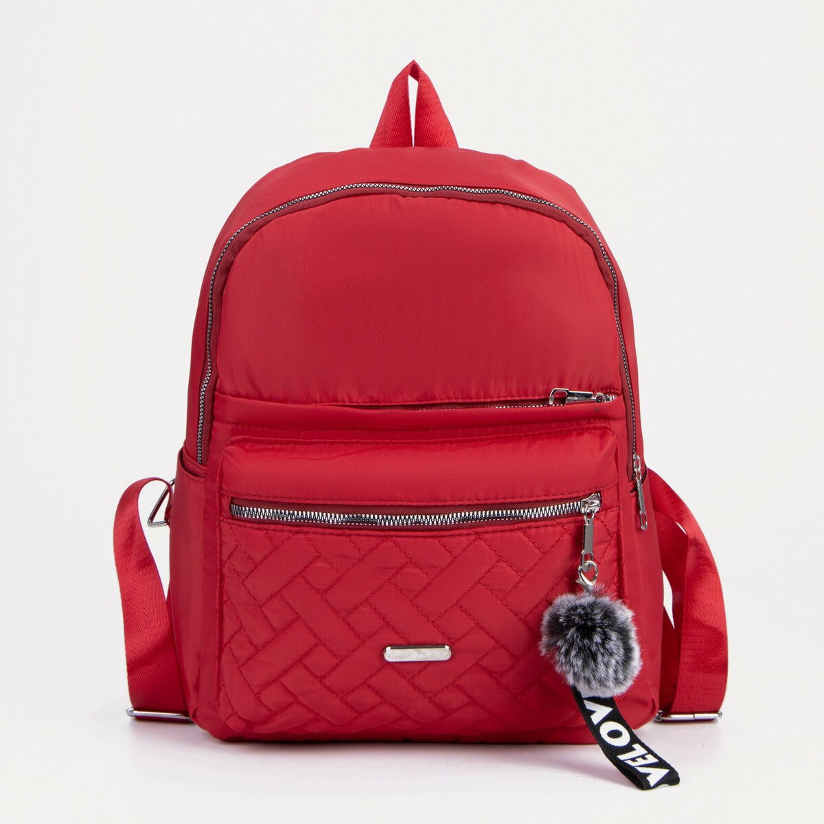 Рюкзак, отдел на молнии, 2 наружных кармана, 2 боковых кармана, цвет красный, No brand