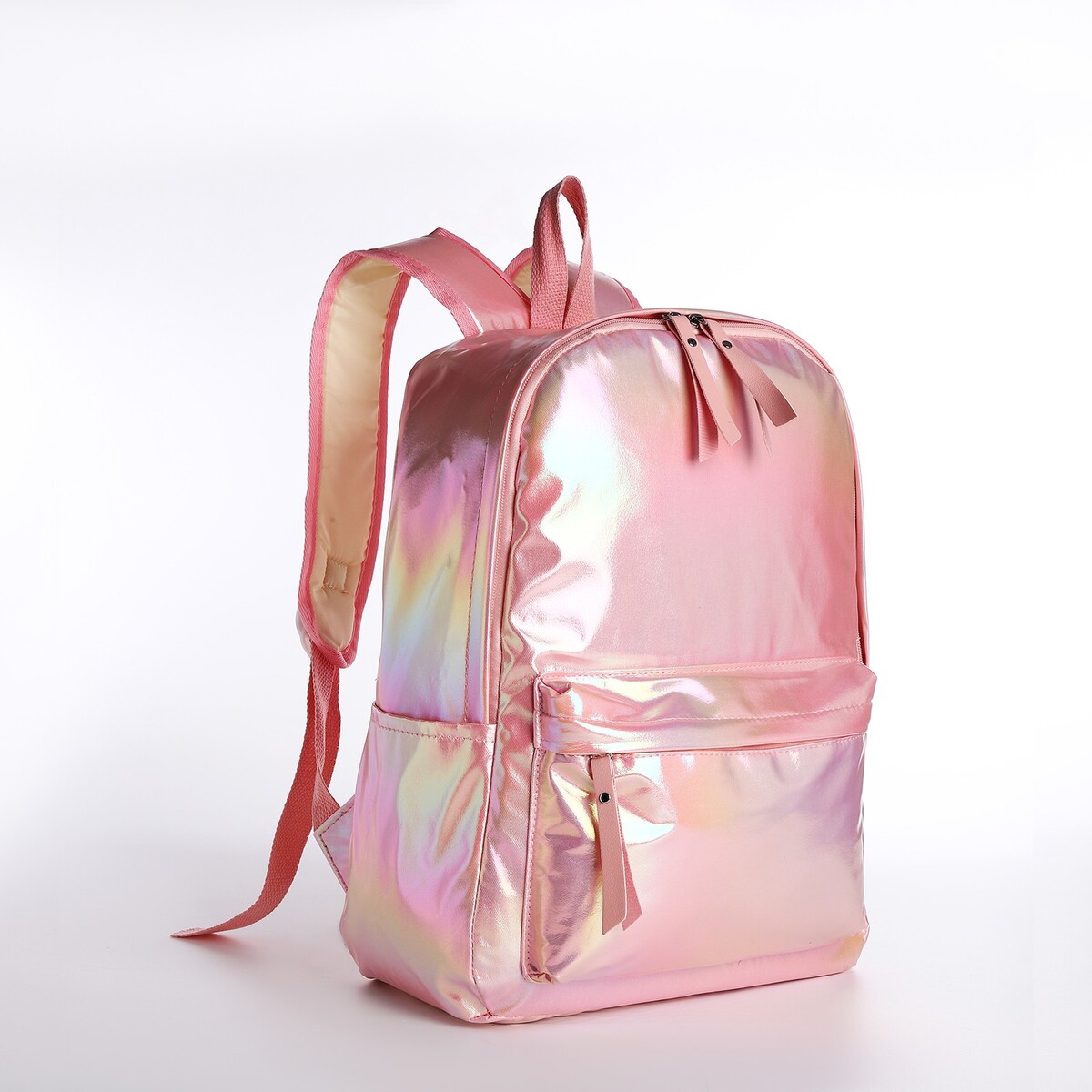 Рюкзак молодежный на молнии из текстиля, цвет розовый