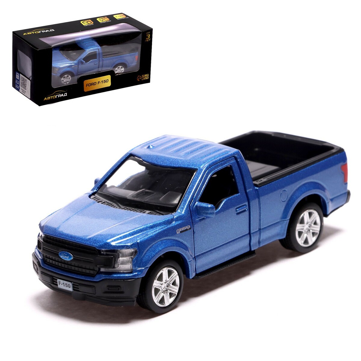 Машина металлическая ford f-150, 1:32, инерция, открываются двери, цвет синий машина металлическая ford explorer 12 см открывающиеся двери инерционная серебристый