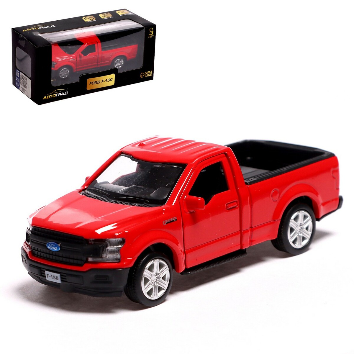 Машина металлическая ford f-150, 1:32, инерция, открываются двери, цвет  красный Автоград 01008107: купить за 730 руб в интернет магазине с  бесплатной доставкой