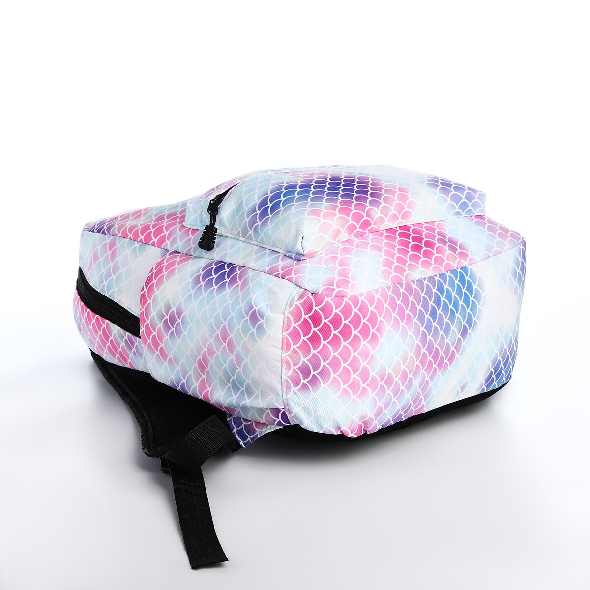 фото Рюкзак молодежный из текстиля на молнии, 3 кармана, поясная сумка, цвет голубой/белый/розовый no brand