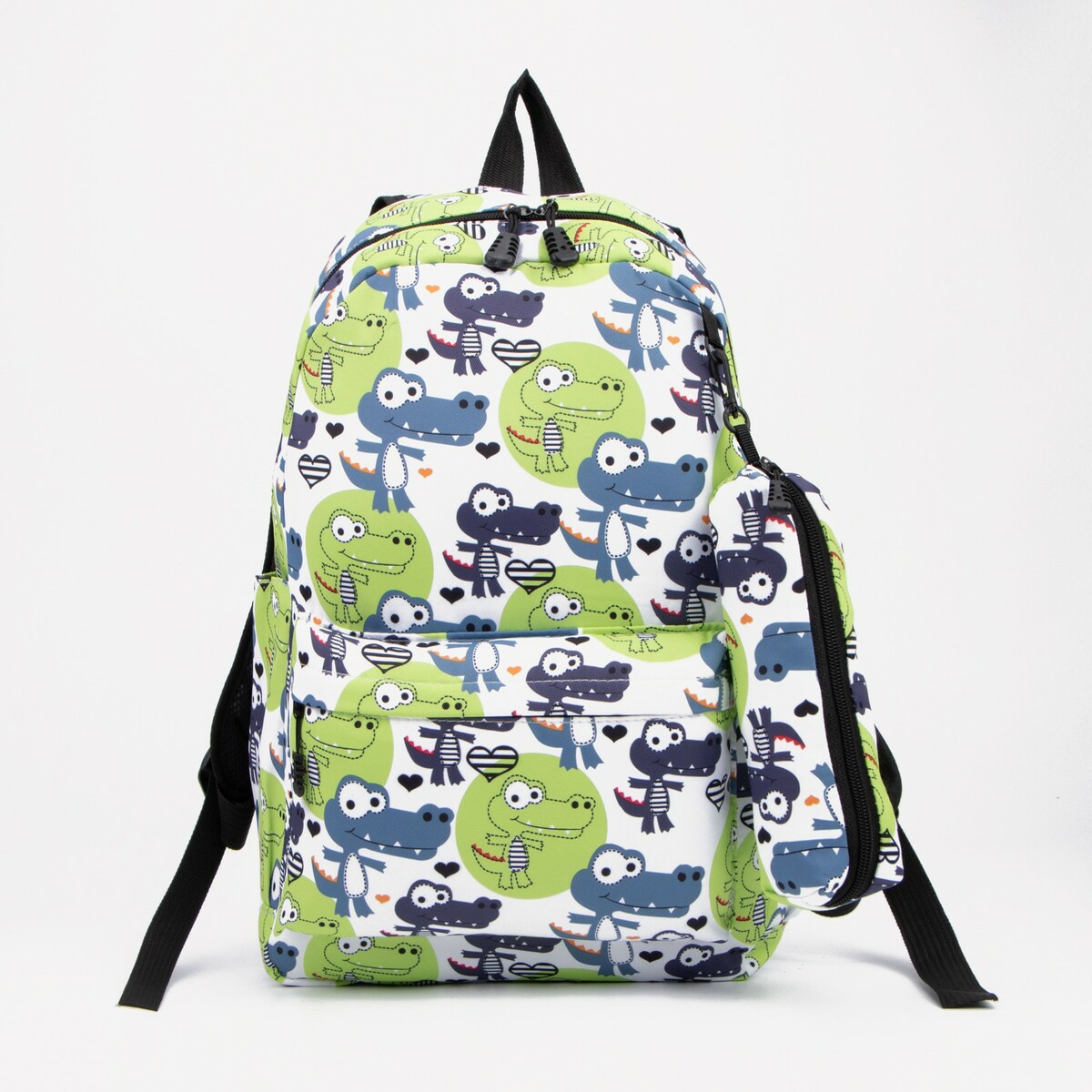 Рюкзак школьный из текстиля на молнии, наружный карман, пенал, цвет зеленый сумка молодежная на молнии 1 наружный карман зеленый