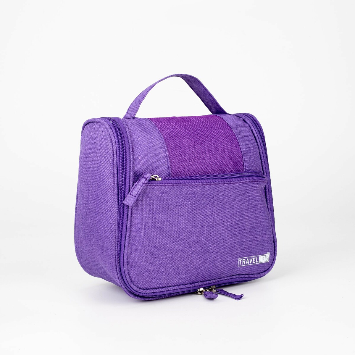 фото Косметичка-несессер на молнии, с крючком, наружный карман, цвет фиолетовый no brand