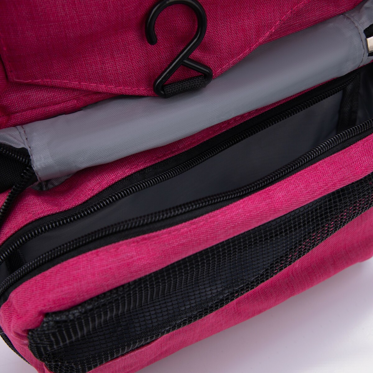 фото Косметичка, 2 отдела на молниях, с крючком, цвет розовый no brand