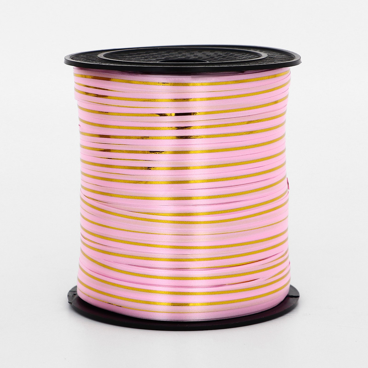 

Лента упаковочная с золотой полосой, розовая, 5 мм × 225 м, Розовый