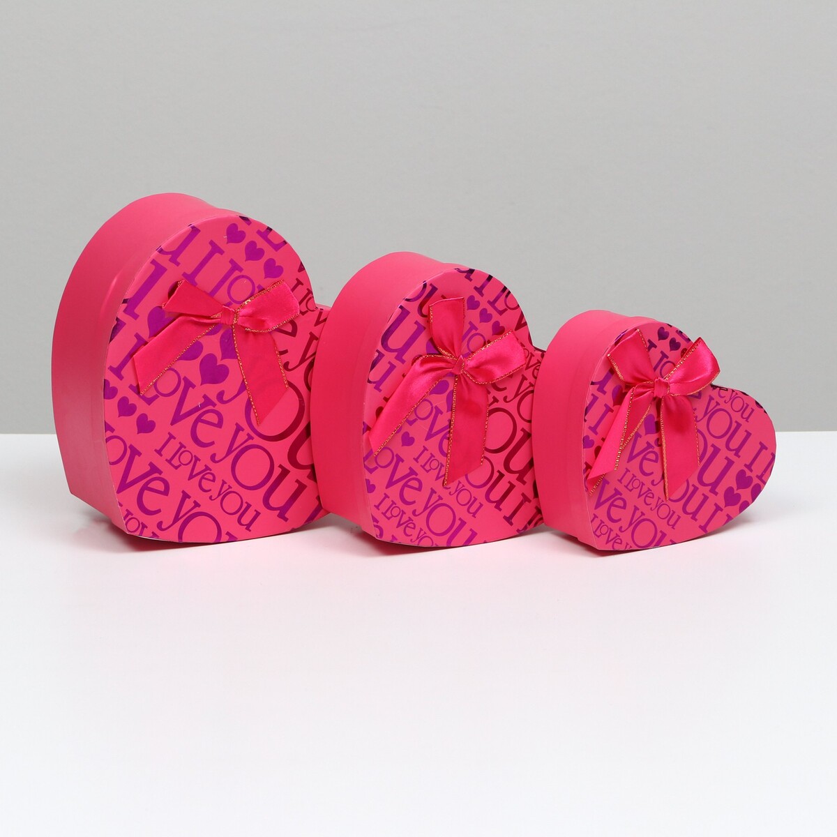 Набор коробок 3 в 1 сердца, i love you, розовый, 21 х 19 х 9 - 15.5 х 14 х 6 см сумка в виде сердца белая twinset