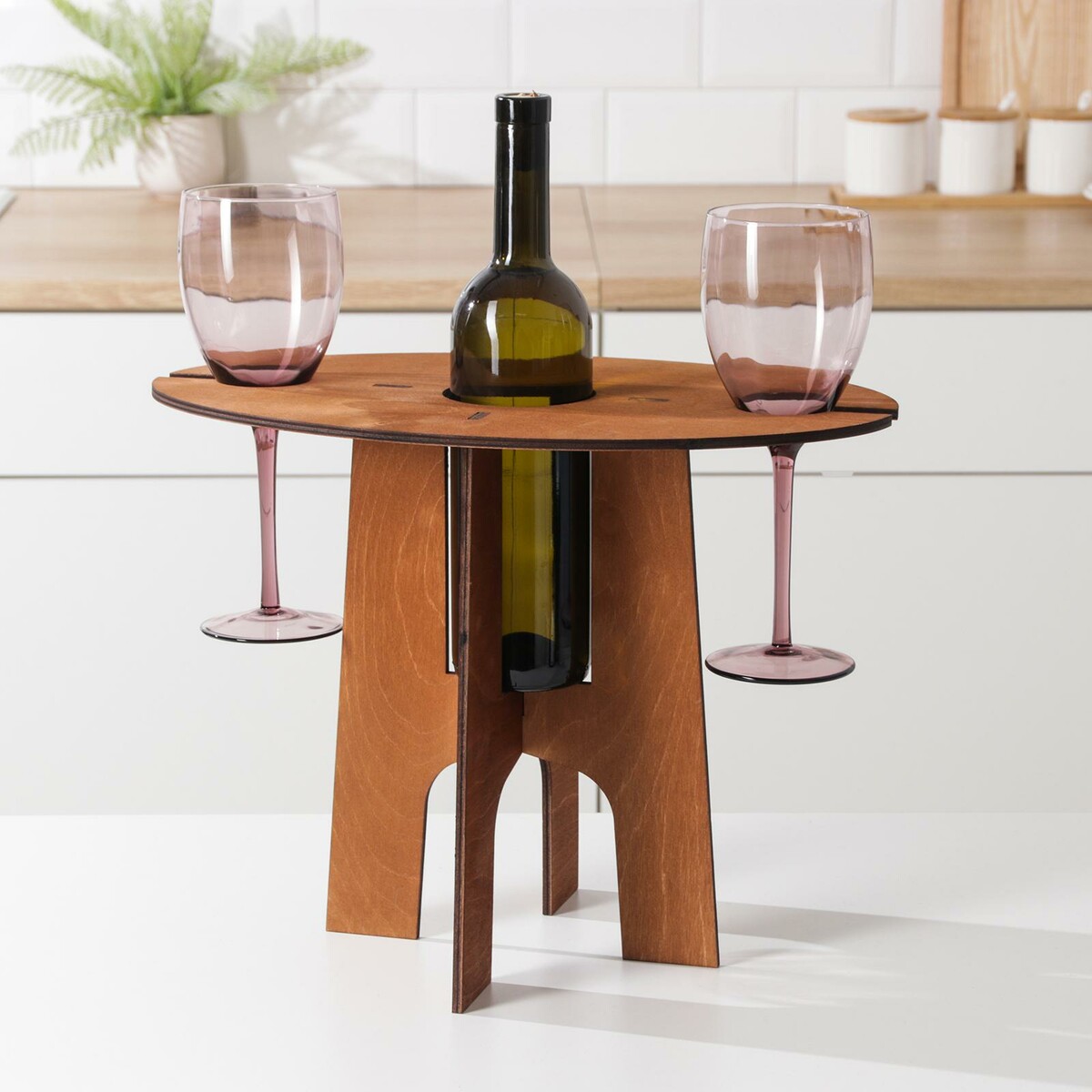 Столик-поднос для вина и двух бокалов, 40×25×30 см город двух президентов