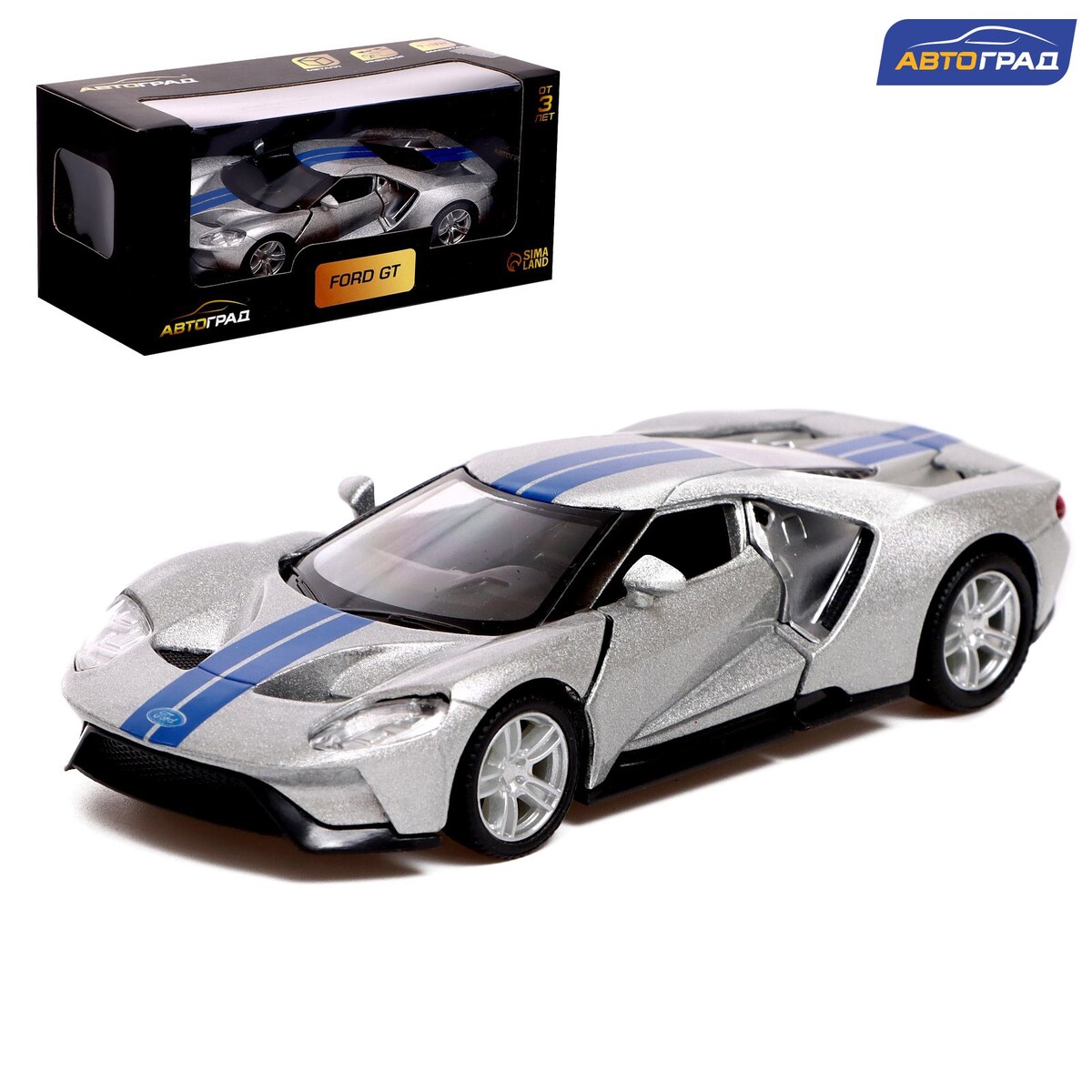 Машина металлическая ford gt, 1:32, инерция, открываются двери, цвет серый  Автоград 01013580: купить за 980 руб в интернет магазине с бесплатной  доставкой