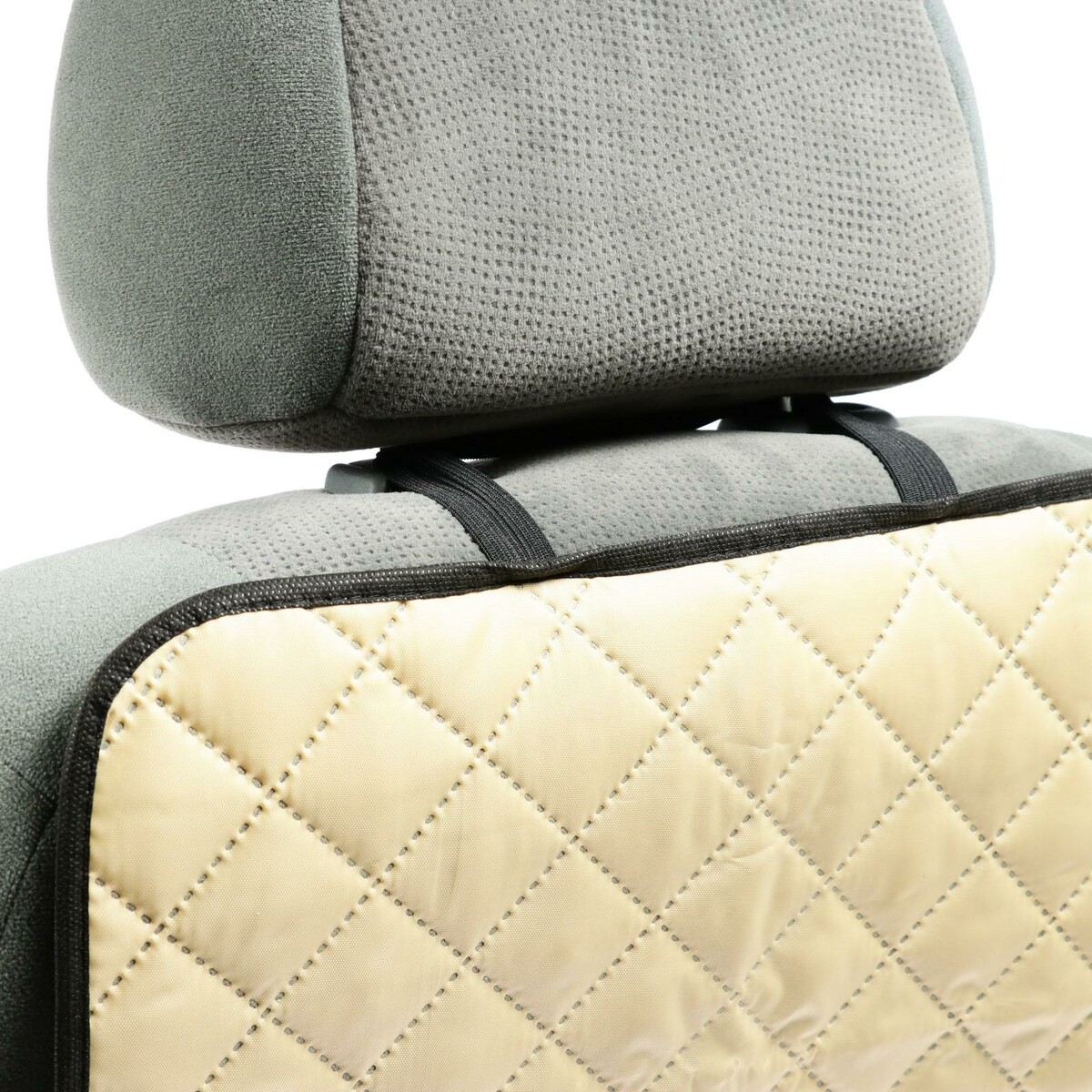 фото Защитная накидка на переднее сиденье, 40 × 60 см, оксфорд, стеганная, бежевая no brand