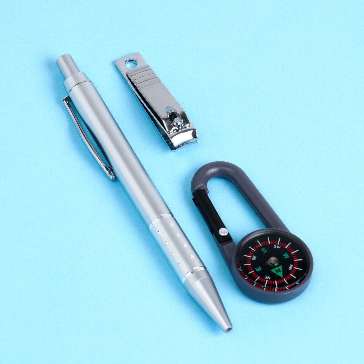 Набор подарочный 3в1 (ручка, кусачки, карабин-компас) набор подарочный 4в1 2 ручки кусачки фонарик синий