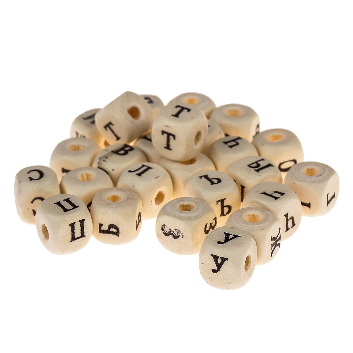 Бусины деревянные кубики c кириллицей 10х10 мм (набор 25 шт) learning resources игровой набор соединяющиеся кубики академия математики 115 элементов с карточками