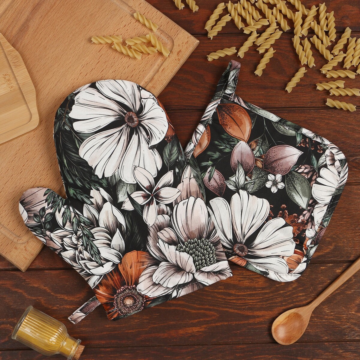 Кухонный набор варежка прихватка кухонный набор этель meadow flower варежка прихватка прихватка 19х19 см 100% хлопок