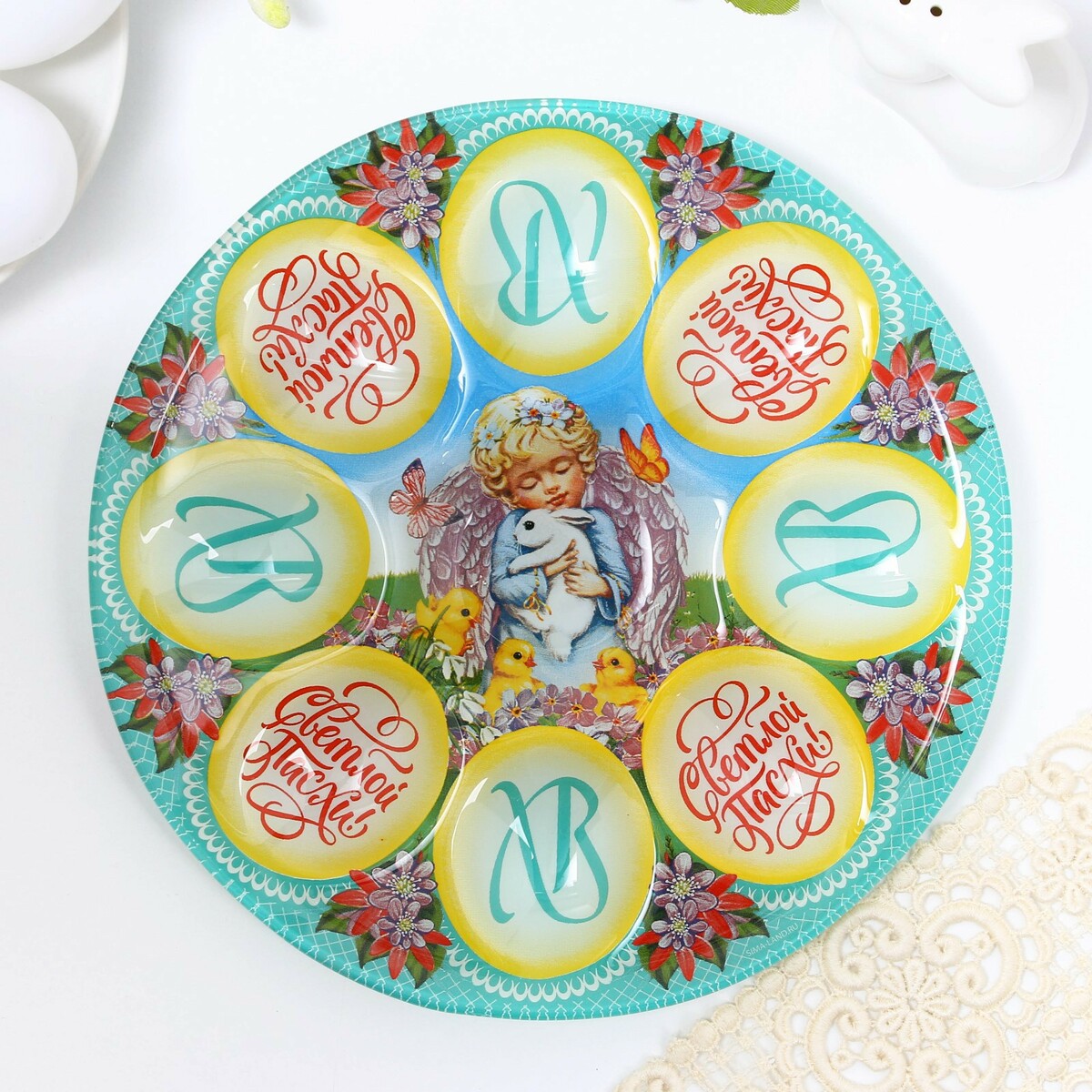 

Стеклянная подставка на 8 яиц