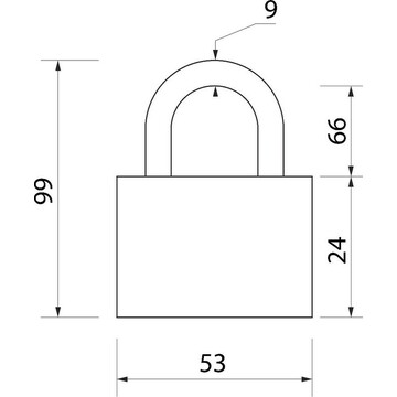 Замок навесной, тип 7, 52х95 мм, 3 ключа