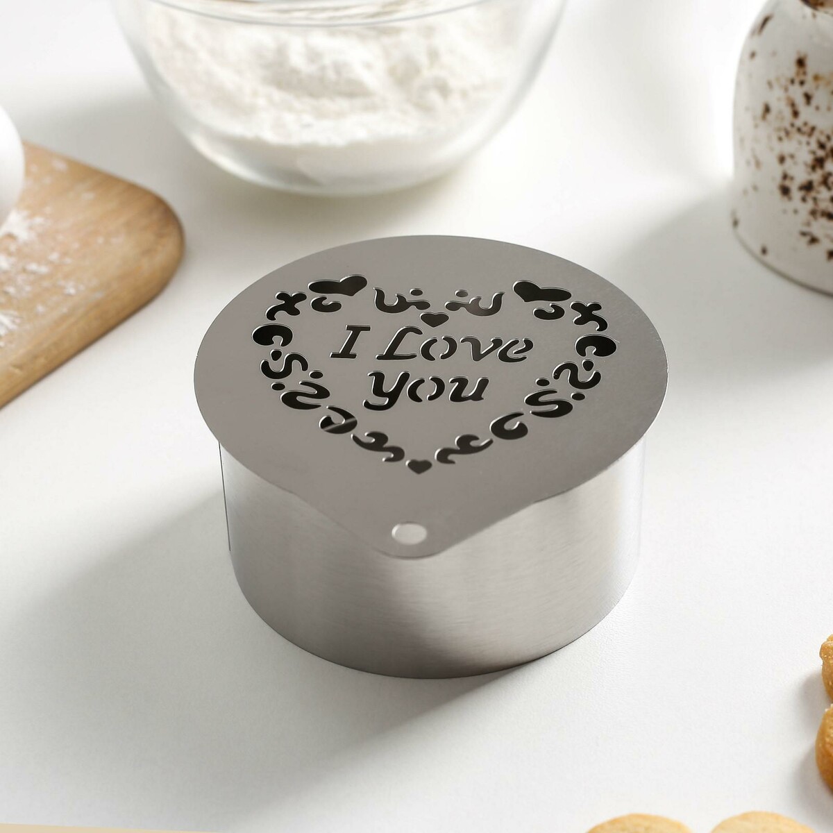 

Форма для выкладки с трафаретом i love you, 8×8×4 см, Хромированный