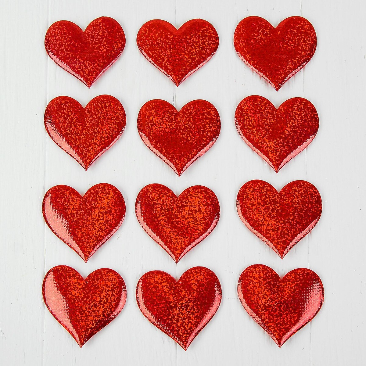 Сердечки декоративные, набор 12 шт., размер 1 шт: 6,5×6 см, цвет красный сердечки декоративные из лозы красные 2шт