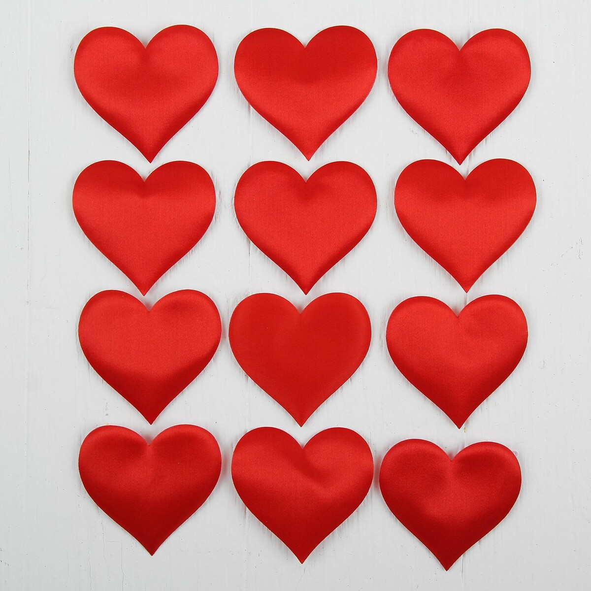 Сердечки декоративные, набор 12 шт., размер 1 шт: 6,5×5 см, цвет красный сердечки декоративные из лозы красные 2шт