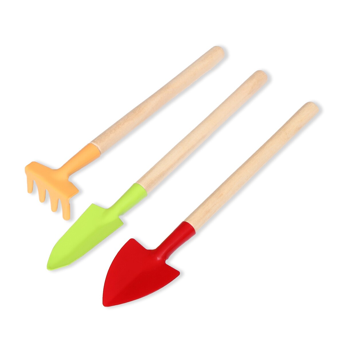 Набор садового инструмента, 3 предмета: рыхлитель, совок, грабли, длина 20 см, greengo набор совок и щётка с длинными ручками paul masquin