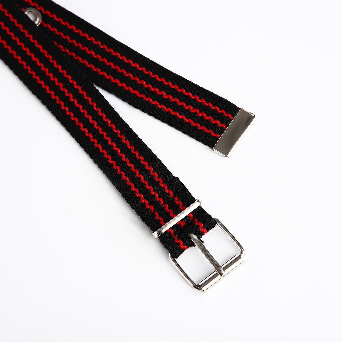 фото Ремень детский, ширина 3 см, пряжка металл, цвет черный/красный no brand