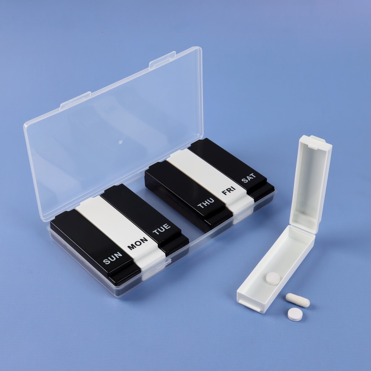 Таблетница - органайзер шкатулка органайзер пластик 3 ящика прозрачная 19х14 5х24 см