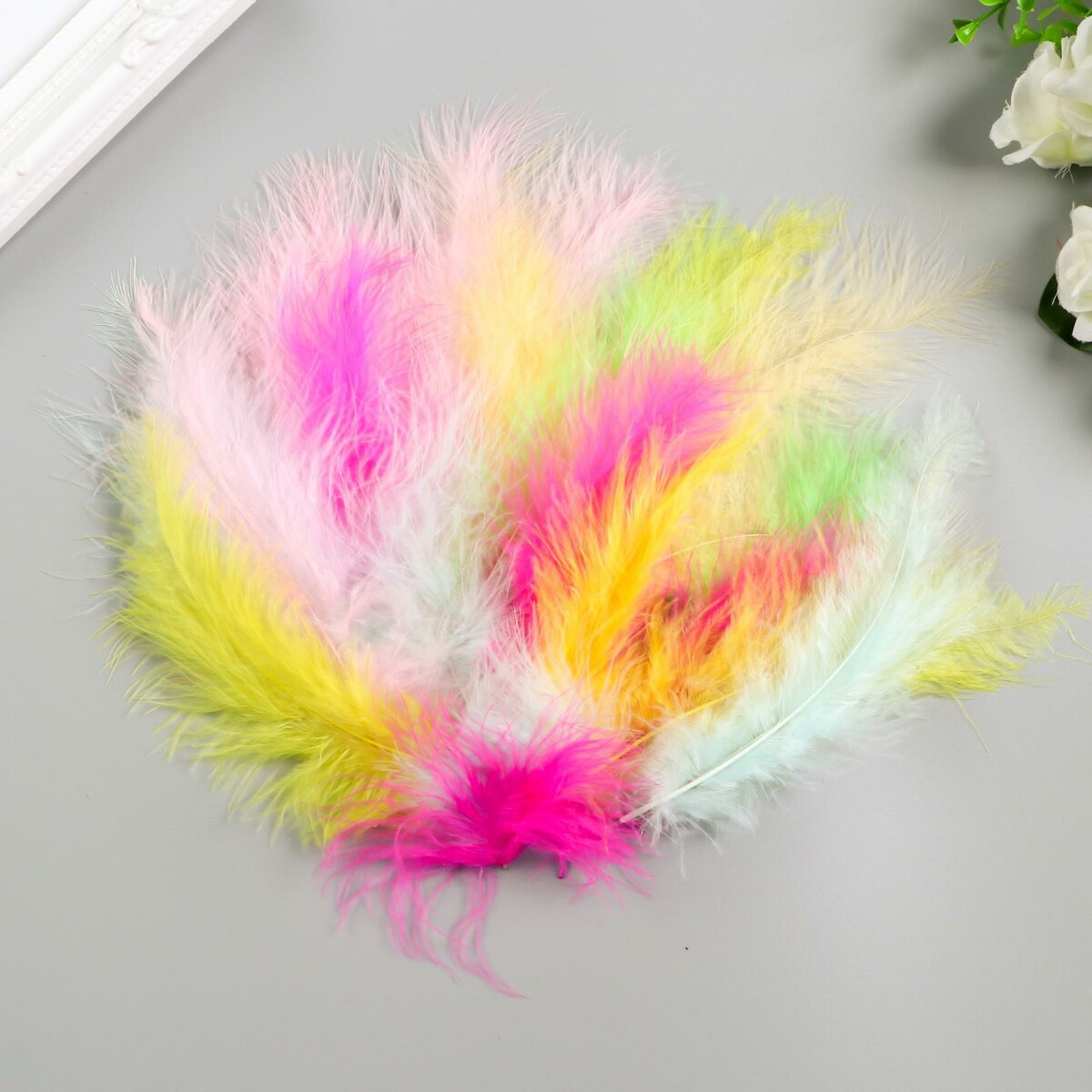 

Перья декоративные страусиные, 10-12 см (набор 24 шт) 6 цветов, пастель, ассорти, Разноцветный