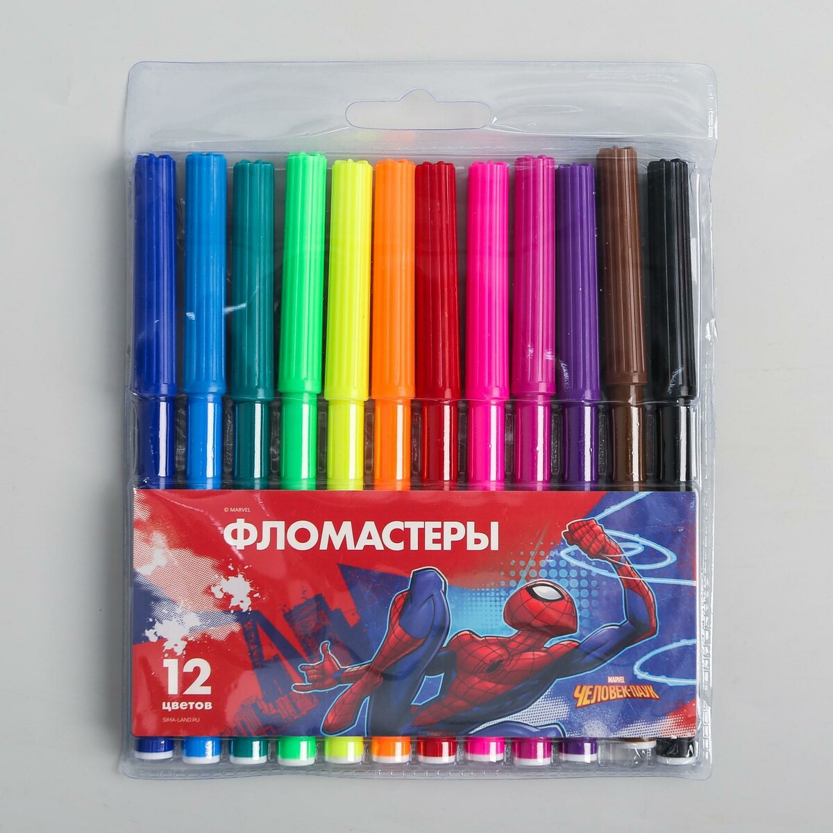

Фломастеры, 12 цветов, человек-паук
