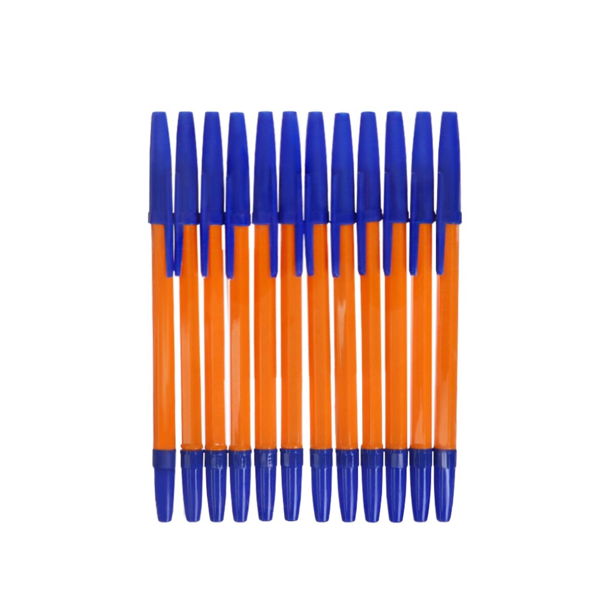 Набор ручек шариковых 12 штук, стержень 0,7 мм, синий, корпус оранжевый с синим колпачком набор ручек шариковых 4 штуки стержень 0 7 мм синий корпус оранжевый с синим колпачком