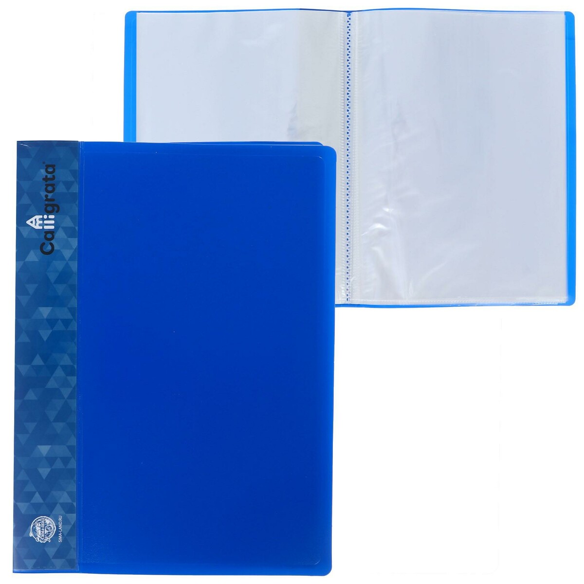 Папка с 40 вкладышами а4, 500 мкм, calligrata, карман на корешке, синяя папка архивная 75мм а4 синяя pvc прозр карман металл уголки inформат