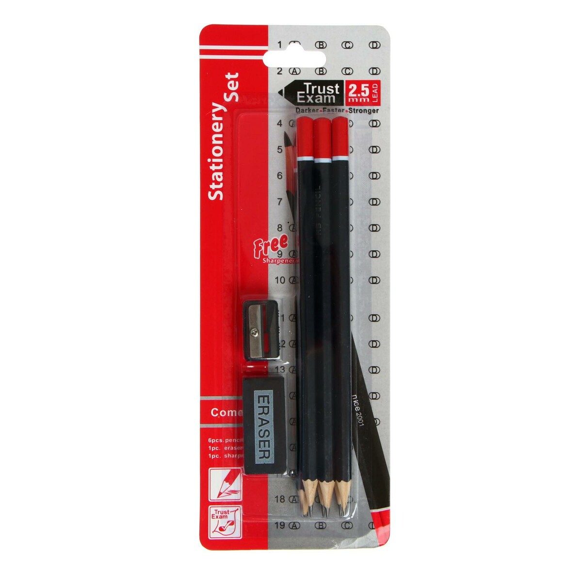 Набор карандашей чернографитных 6 штук нв+ластик+точилка, блистере набор чернографитных карандашей 6 штук точилка ластик