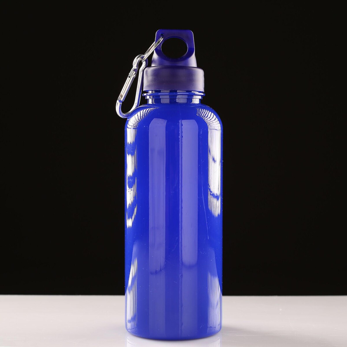 Бутылка для воды 650 мл, с карабином, 7 х 22 см, синяя бутылка спортивная camelbak eddy 0 6 литра синяя