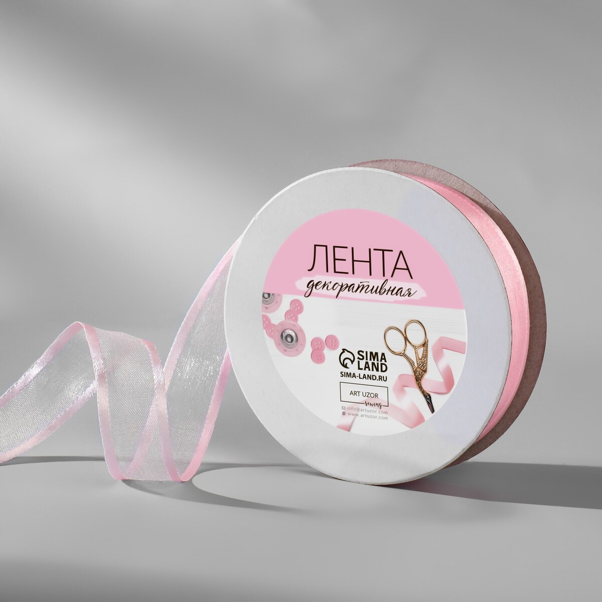 

Лента декоративная, капрон/атлас, 18 мм, 18 ± 1 м, цвет розовый